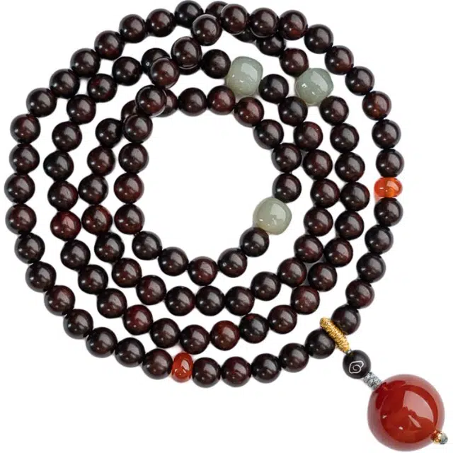 仙源 祥云多圈 高级新中式文玩念珠平安福两戴款 木作 手串 男女同款情侣款 紫檀