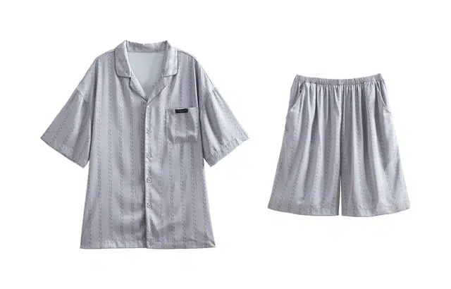 歌倩雅 凉感型薄款短袖高级感五分裤家居服夏季睡衣套装 男款 灰色