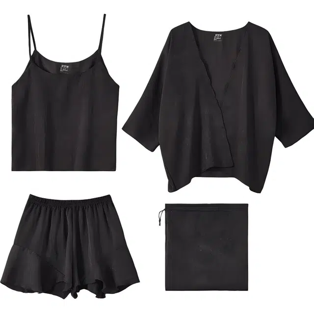 雅鹿 性感背心短裤吊带纯色睡衣套装 女款