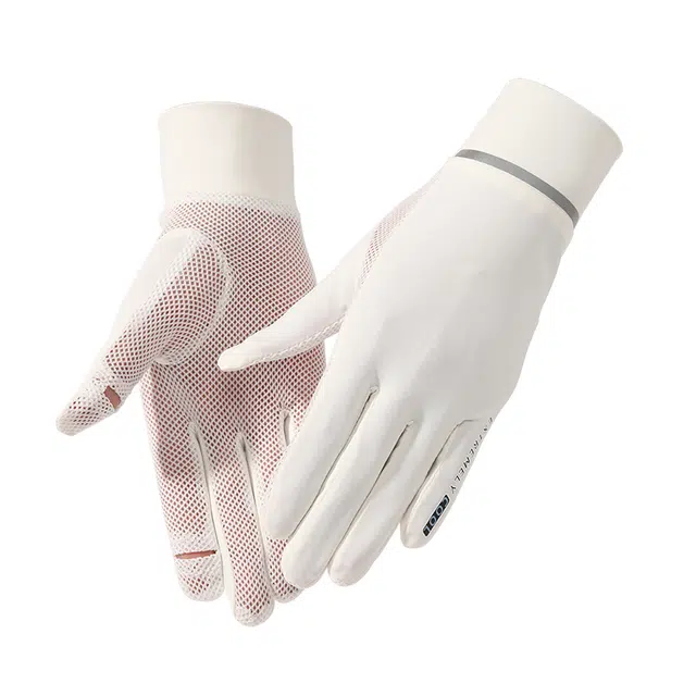 南极人 防紫外线网眼透气弹力耐磨户外开车骑行电动车防滑可触屏冰感 防晒手套 女款