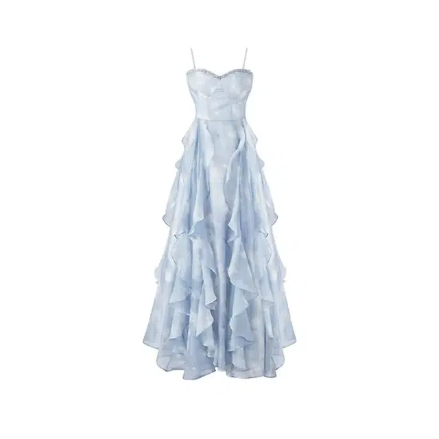 哒头下雨不愁 法式设计感小众海边度假风通勤收腰简约舒适一字领合身沙滩长裙浪漫甜美温柔式吊带连衣裙 女款