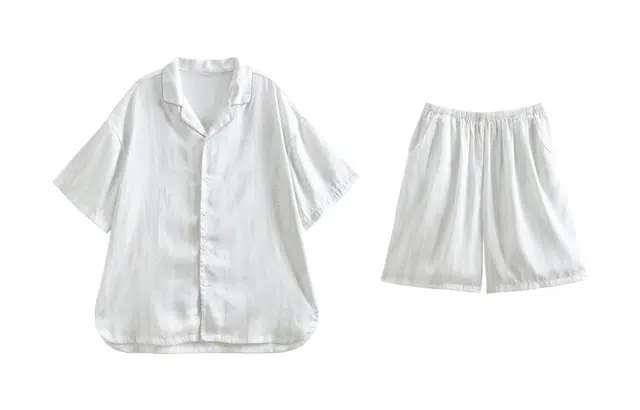 歌倩雅 凉感薄款短袖舒适休闲短裤睡衣套装 女款 白色