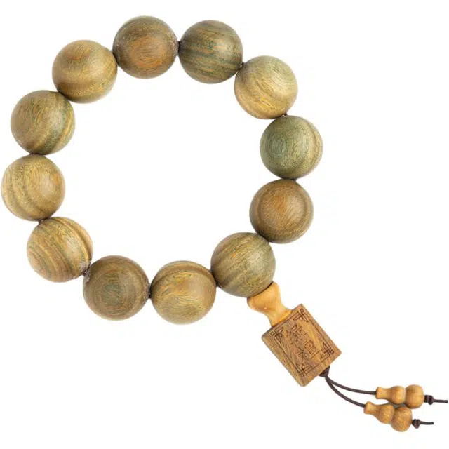 仙源 转运珠 大颗粒文玩 念珠佛珠平安福 木作 手串 男女同款情侣款 绿檀