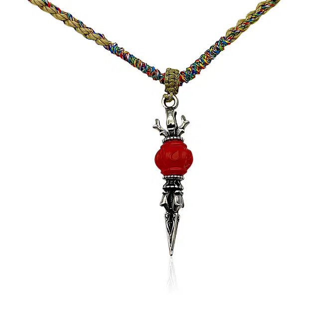 玉临门 国风国潮复古时尚百搭金刚杵 再造辰砂朱砂 吊坠 男女同款情侣款