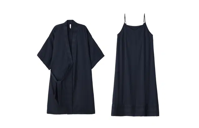 俏薇妮 吊带睡裙五分袖睡袍两件套薄款凉感带胸垫长款家居服休闲宽松实用可外穿睡衣套装 女款 黑色