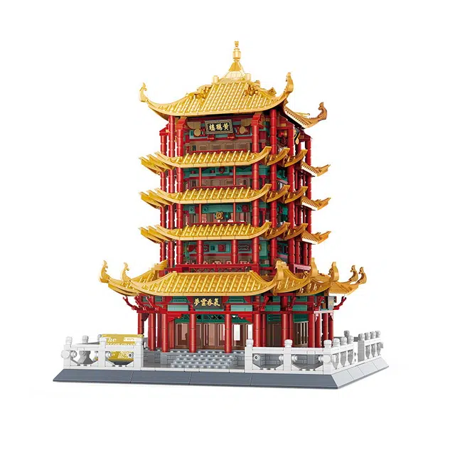 简普森 中国古建筑黄鹤楼 积木 高难度 乐高小颗粒 拼装玩具