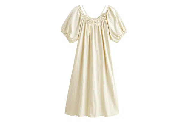 歌倩雅 夏季薄款短袖长款甜美睡衣裙睡裙 女款 杏色