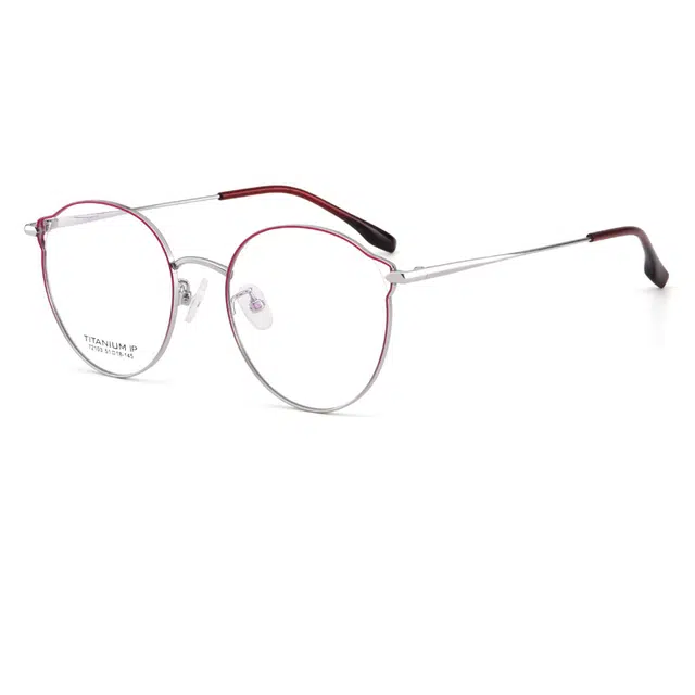 【联系客服可配度数】 康视顿 超轻钛材高级感近视眼镜框 钛 猫眼 光学镜架 女款 可选依视路蔡司明月凯米镜片