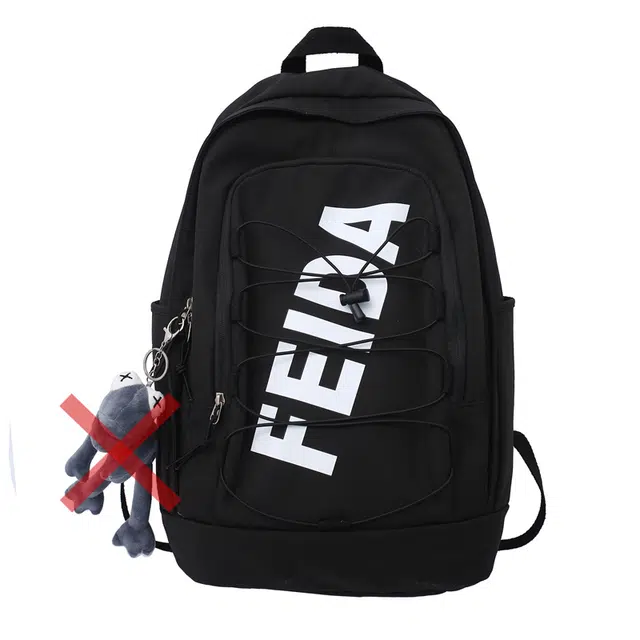 揽月 大容量简约 尼龙 学生书包背包电脑包双肩包 大号 男女同款情侣款 黑色/灰色