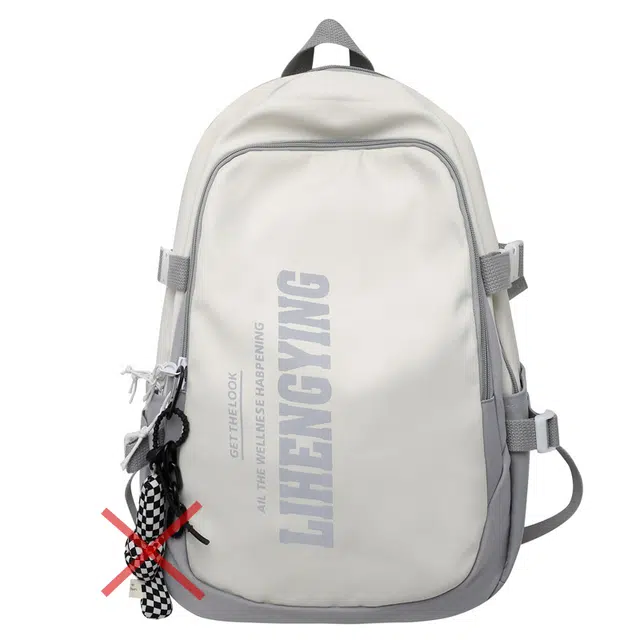 揽月 大容量简约时尚 尼龙 书包背包双肩包 大号 男女同款情侣款 黑色/灰色