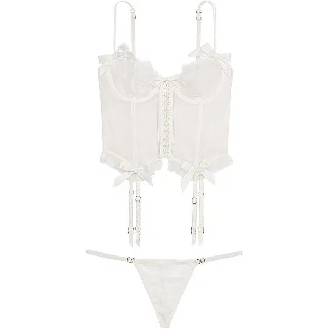 Victoria's Secret Very Sexy Rose Lace Cropped Corset Set