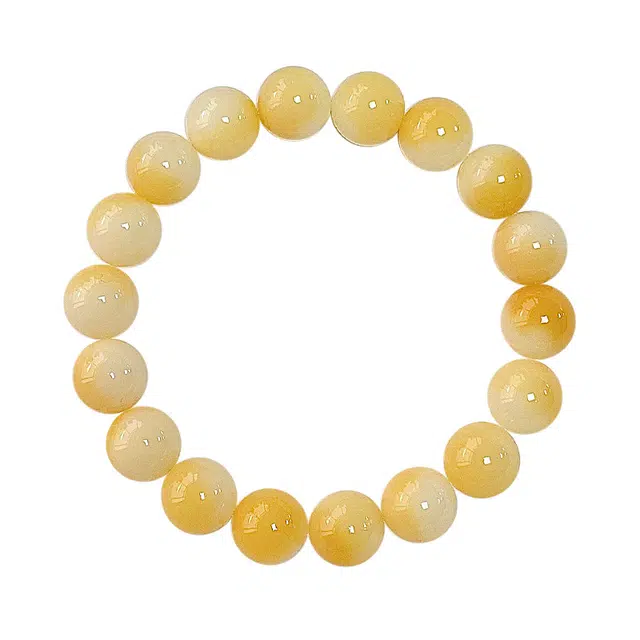 九隆古 奶黄圆珠 绕指柔文玩佛珠念珠 菩提根 手串 女款