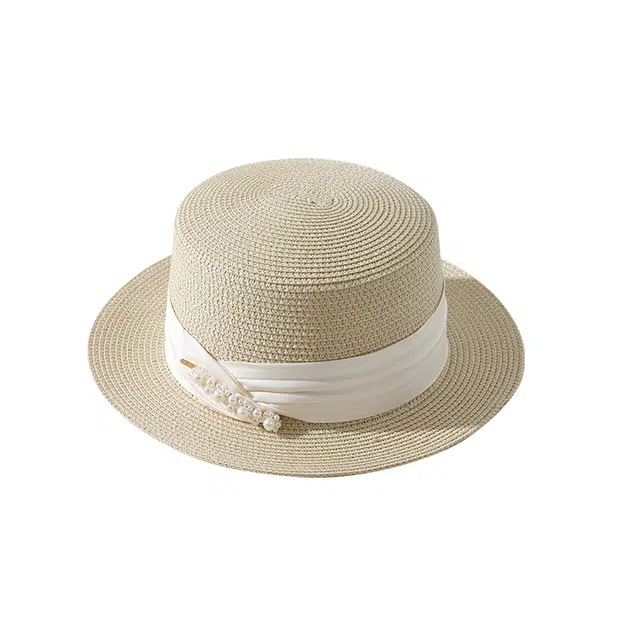 南极人 法式名媛风防紫外线平顶遮阳大帽檐显脸小户外出游海边拍照洋气 草编 防晒帽 女款