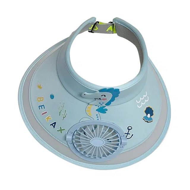 南极人 遮阳超萌可爱卡通大帽檐遮脸防紫外线电风扇空顶透气 轻薄款 防晒帽 儿童款