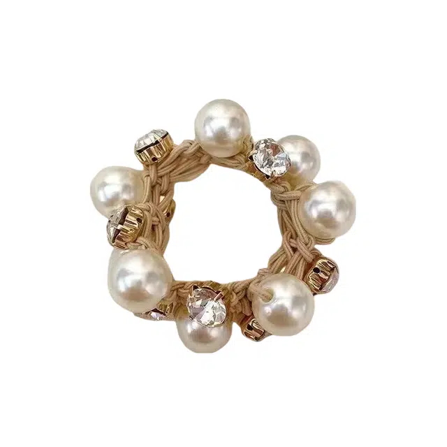 彤彤兔 优雅珍珠头绳简约气质发绳皮筋扎头扎马尾头饰皮套 发圈 女款