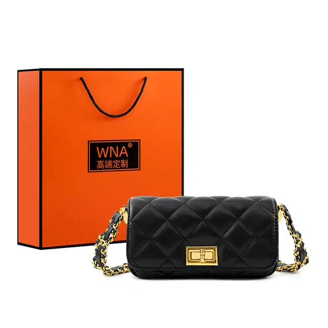 维尼奥 高级感小香风菱格链条百搭日常通勤 合成革 单肩包斜挎包 女款 黑色/白色