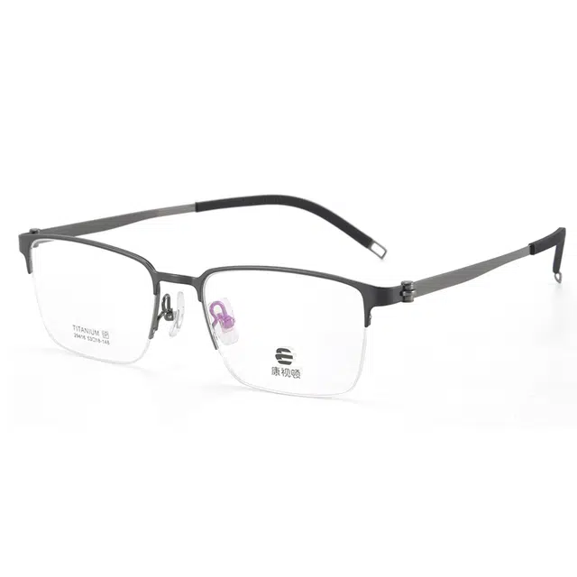 【联系客服可配度数】 康视顿 商务简约防滑眉框 钛合金 方形 光学镜架 男款