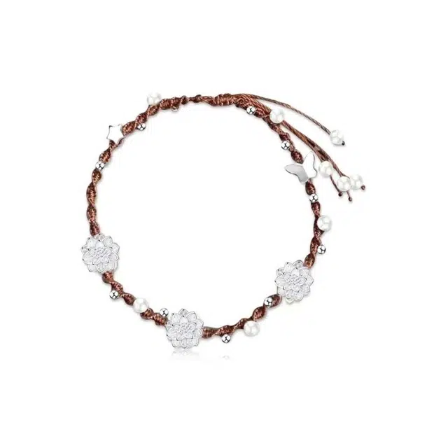 大唐国鼎  新中式 简约小众设计 轻奢气质时尚通勤莲花转运珠蝴蝶飞舞 森系 合金 手链 女款