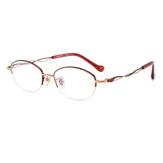 【联系客服可配度数】 康视顿 商务镂空优雅轻奢舒适气质 钛 椭圆形 光学镜架 女款