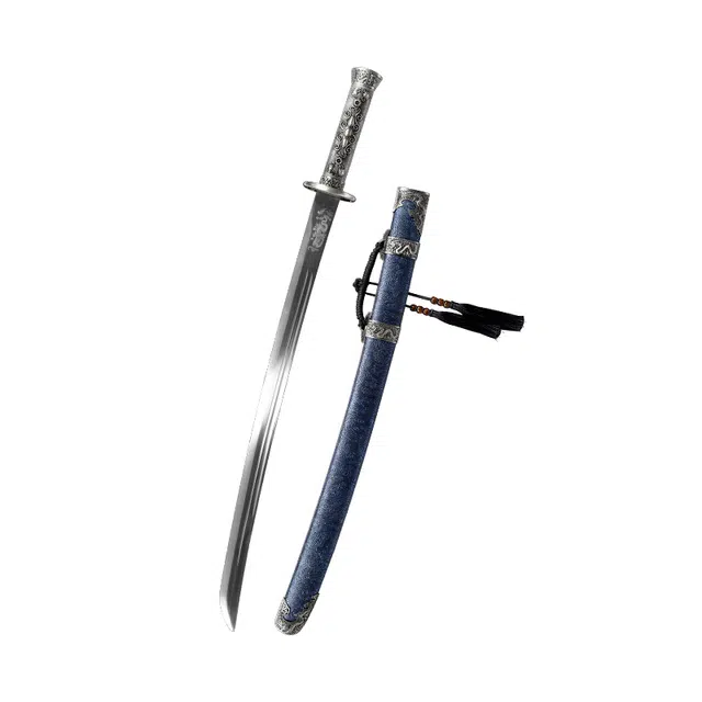 天子剑 龙腾绣春刀 杉木包布鞘 合金电镀手柄 高锰钢刀身未开刃 收藏摆件 成品模型