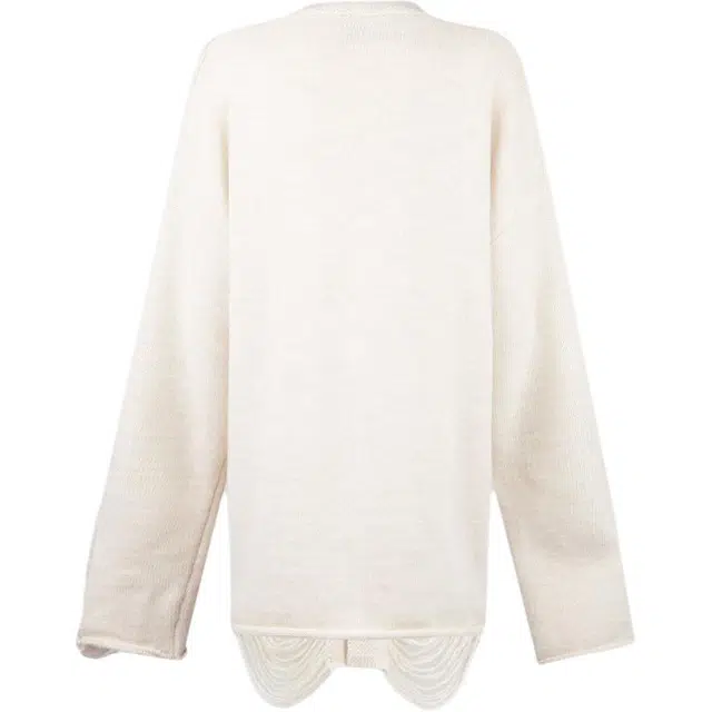 Vision of Super White Cardigan With Black Tribal Flames V