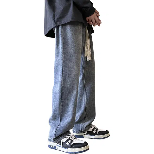 雅鹿 薄款直筒宽松水洗百搭牛仔裤 男女同款