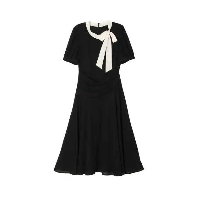 花栗鼠小姐 日落维也纳 法式氛围感赫本风小众高级感短袖连衣裙 女款 午夜巴黎