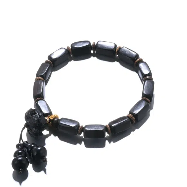 凯真 新中式国风素雅雕刻莲花好运连连 木作 手串单圈考研高考上岸文玩佛珠可盘玩 男女同款情侣款 黑檀