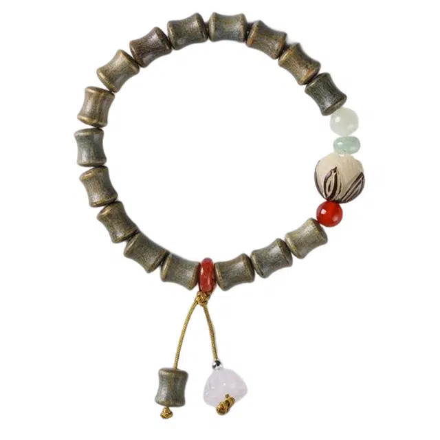 万娜 莲蓬两世欢 新中式高级感古风国潮文玩佛珠 时尚单圈 手持静心念珠盘玩收藏级 檀木 木作手串 男女同款情侣款 檀木