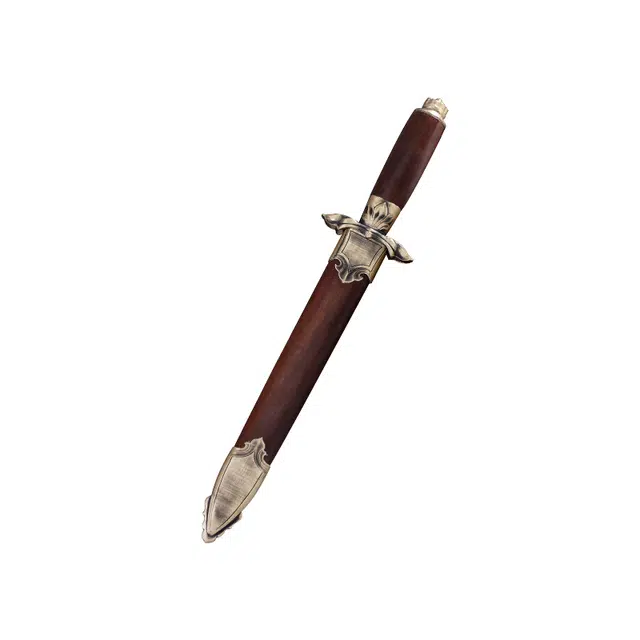 天子剑 青凌短剑 实木剑鞘黄铜装饰 百炼花纹钢双槽剑身未开刃摆件工艺品 成品模型