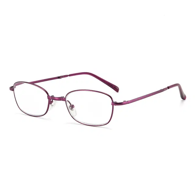 【联系客服可配度数】 康视顿 优雅减龄紫色框折叠 便携式防蓝光中老年老花镜 合金注塑 椭圆形 光学镜架 女款