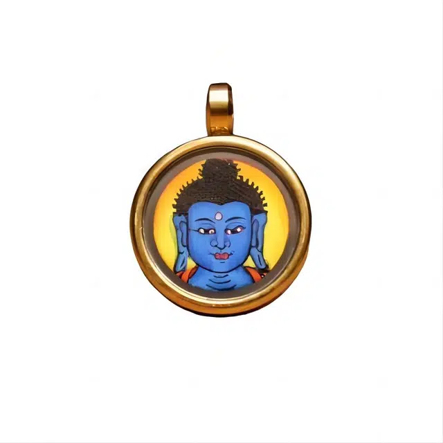 玉临门 国风复古转运纳福药师佛唐卡热贡手绘 合金 吊坠 男女同款情侣款