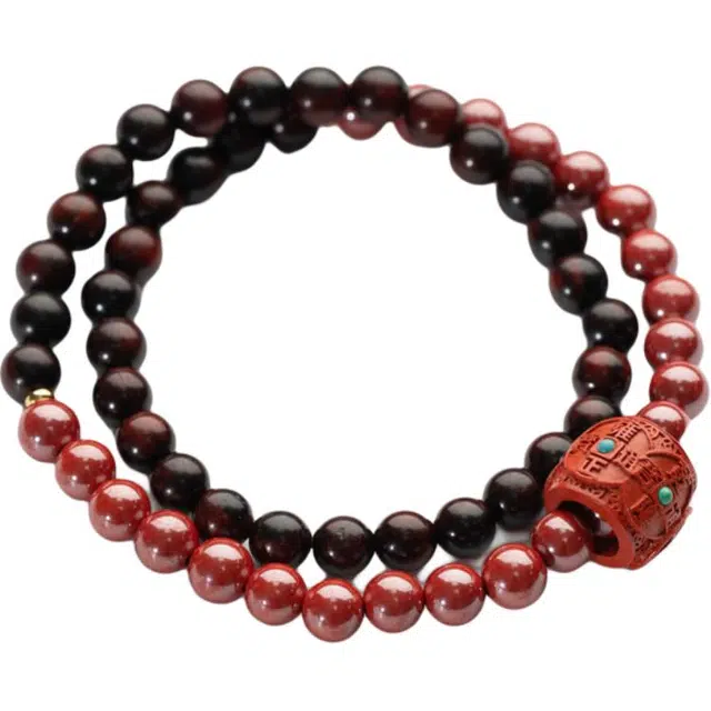 仙源 半边红霞 转运珠招财纳福新中式文玩念珠平安福 木作 手串 男女同款情侣款 紫檀