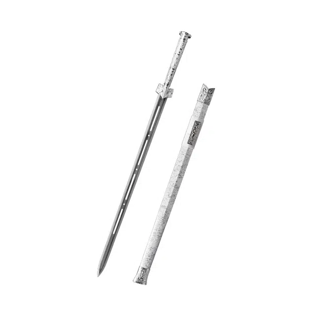 天子剑 冰魄汉剑 杉木烤漆鞘合金装饰高锰钢剑身镂空 未开刃 成品模型