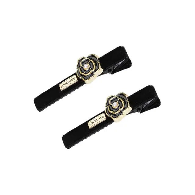 左欧 边夹侧边高级感小香风一字夹女鸭嘴夹网红山茶花夹子头饰 发夹 女款