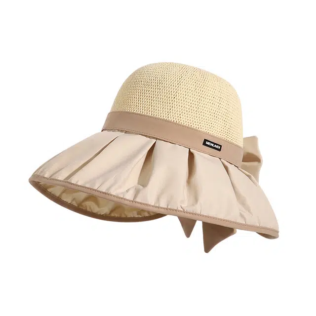 浪莎 夏季出游防紫外线 户外沙滩蝴蝶结遮阳 聚酯纤维 防晒帽 女款