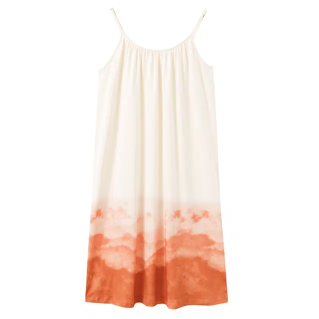 贴身领域 水墨印花蝴蝶结可爱吊带睡裙 女款 杏色