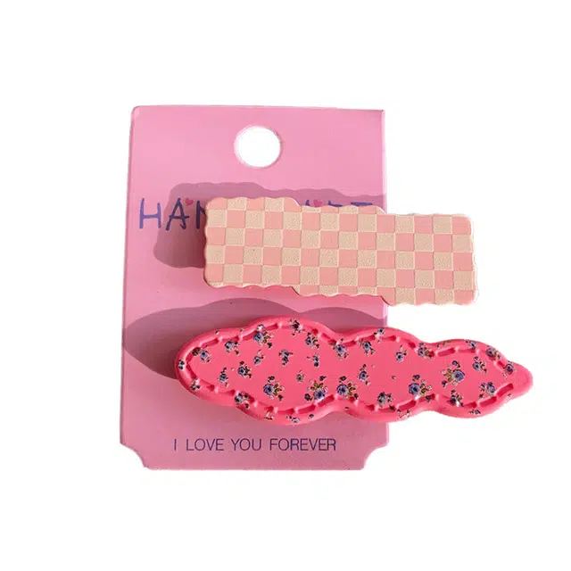 彤彤兔 波浪格子鸭嘴夹彩色碎发刘海侧边夹少女发 发夹 女款