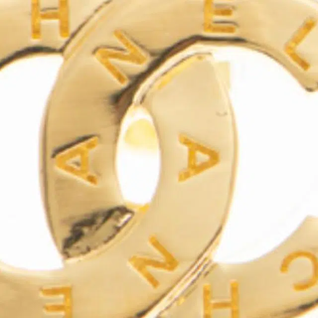 CHANEL Metal Logo Earrings Gold