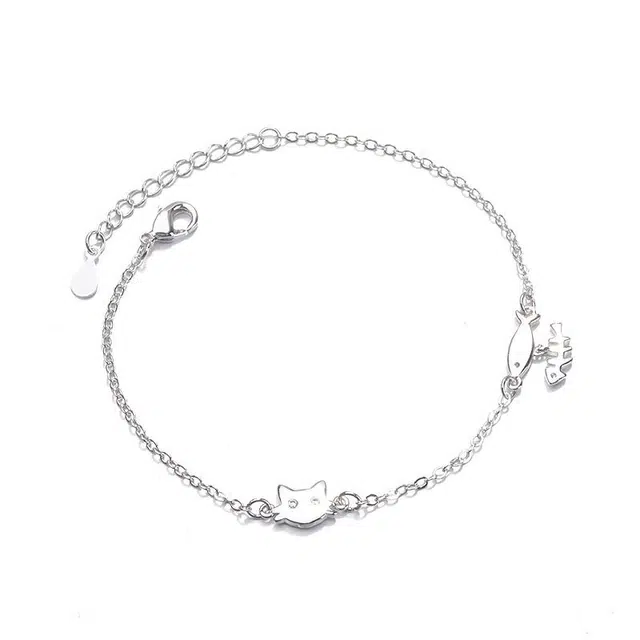 大唐国鼎 猫和鱼 冷淡风 轻奢高级感简约 小众设计小清新 森系可爱 合金 手链 女款