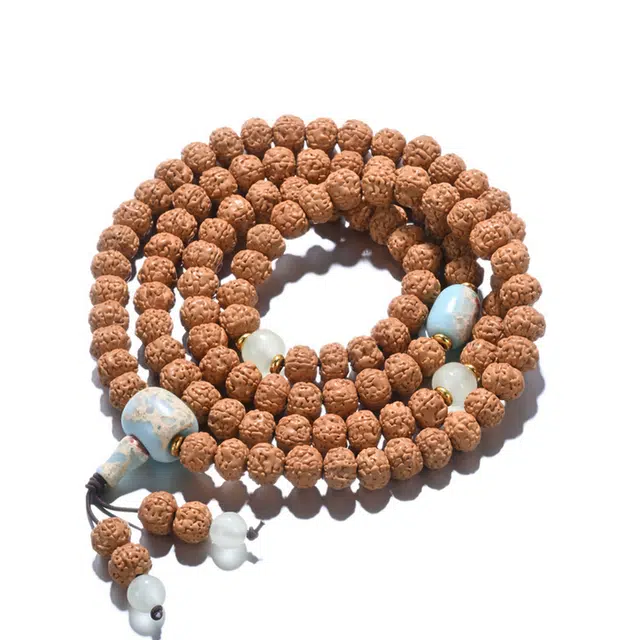 凯真 国潮民族风复古文艺爆肉小多圈叠戴文玩佛珠可盘玩 金刚菩提 手串 男女同款情侣款 可当项链脖挂礼盒