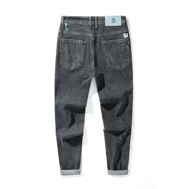 雅鹿 休闲水洗耐磨中腰修身直筒中式轻商务百搭牛仔裤 男款