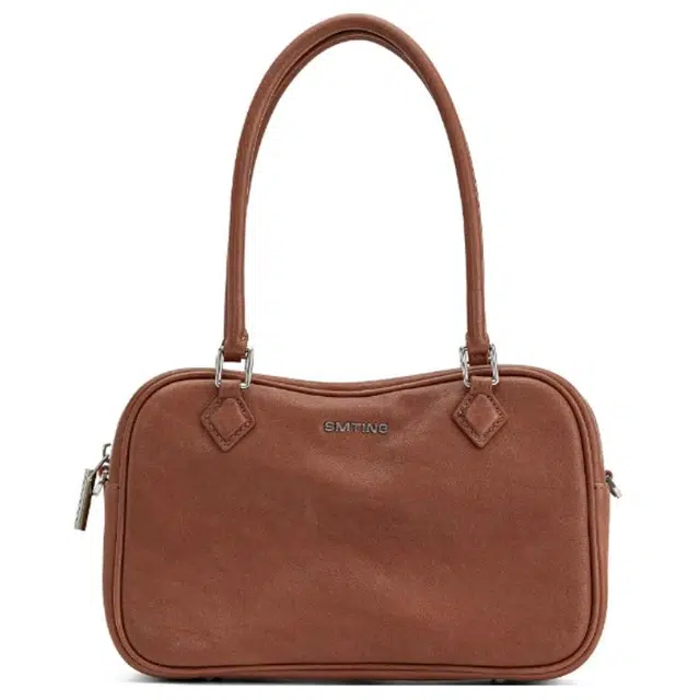 西木汀 高级感纯色百搭 头层牛皮 斜挎包 中号 女款 焦糖棕