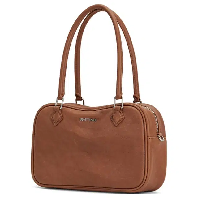西木汀 高级感纯色百搭 头层牛皮 斜挎包 中号 女款 焦糖棕
