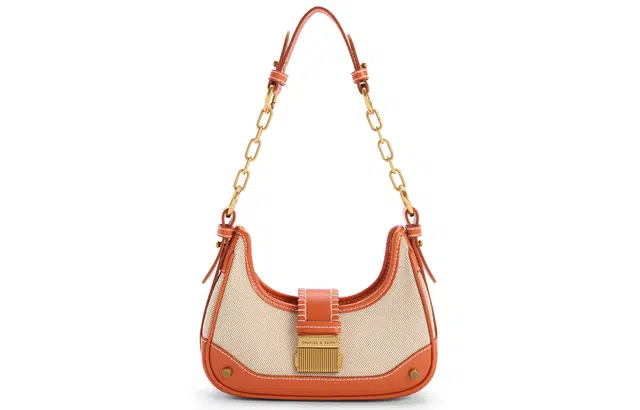 Charles & Keith Canvas Chain Shoulder Bag