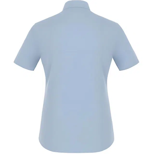 依文 纯色修身无弹短袖衬衫 男款 蓝色