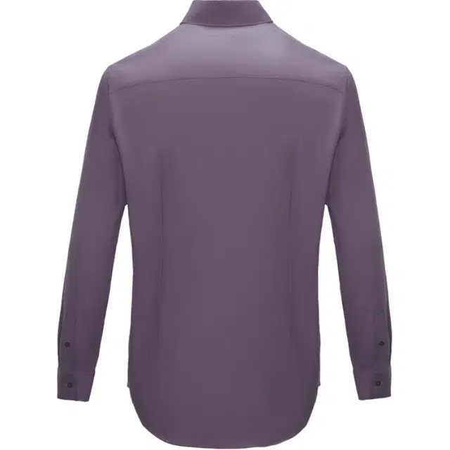 依文 尖领舒适纯色长袖衬衫 男款 紫红色