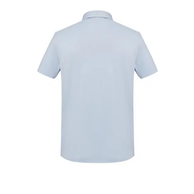依文 纯色尖领纽扣短袖衬衫 男款 天蓝色
