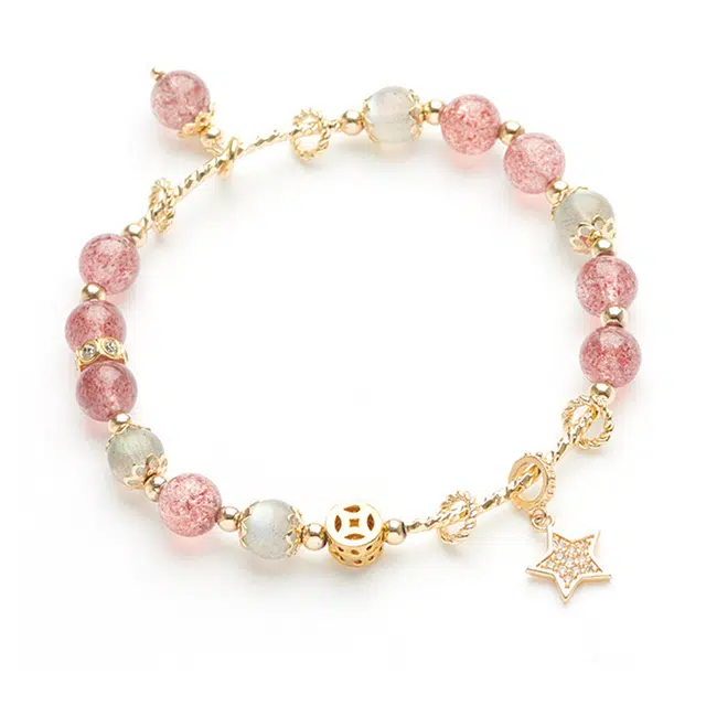 万娜 桃花运粉小众设计精致可爱轻奢 水晶 手链 女款