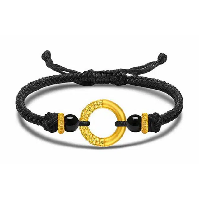 大唐国鼎 平安扣 简约素圈扭纹 诸事圆满 国风复古新中式如意  合金 手链 男女同款情侣款